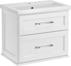 ASB-Woodline Мебель для ванной Венеция 70 подвесная белая патина серебро – фотография-5